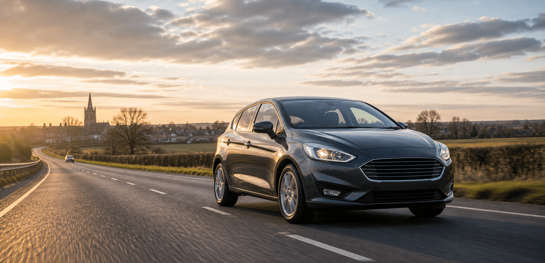 Compact hire car ready for practical travel around Brigg