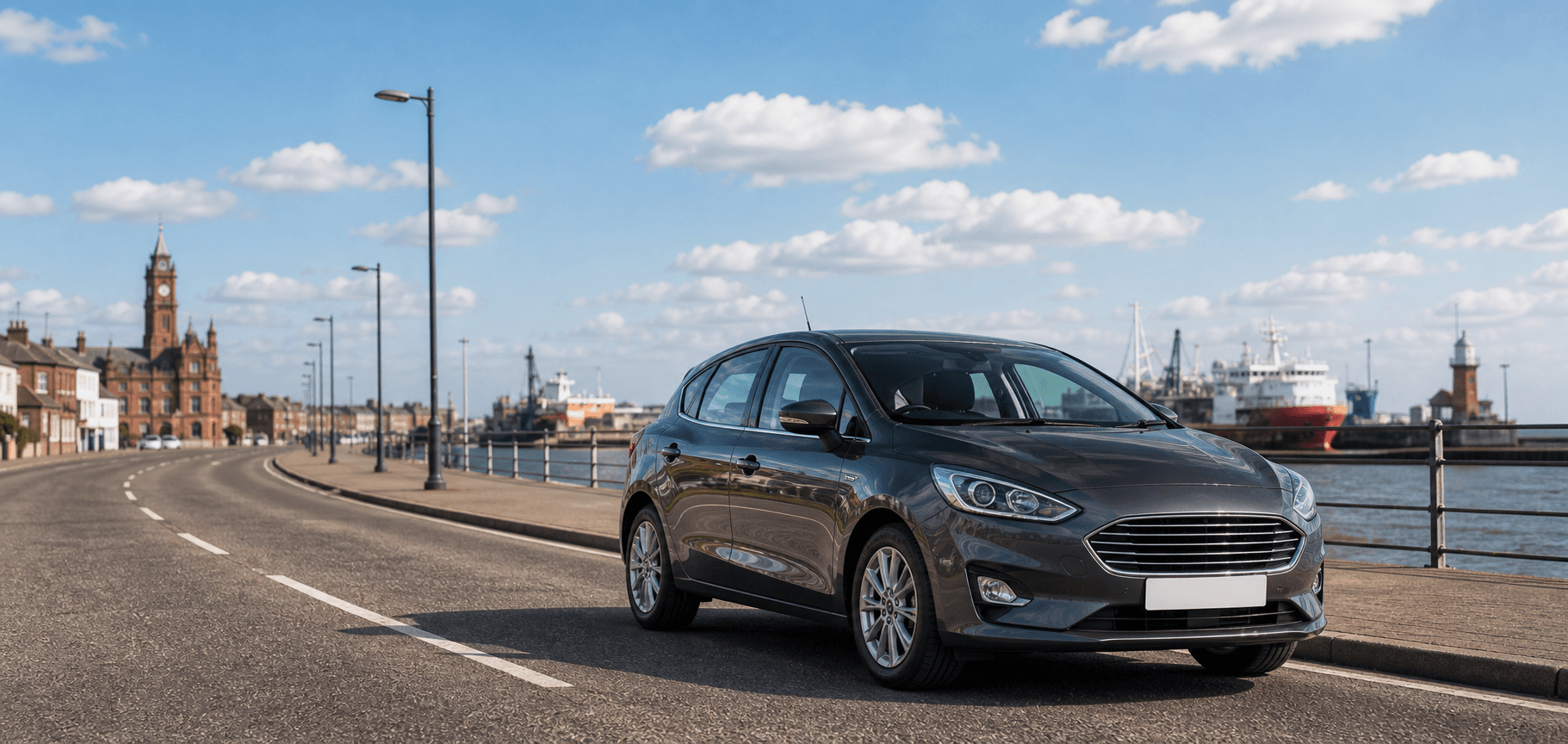 Compact hire car ready for practical travel around Hull