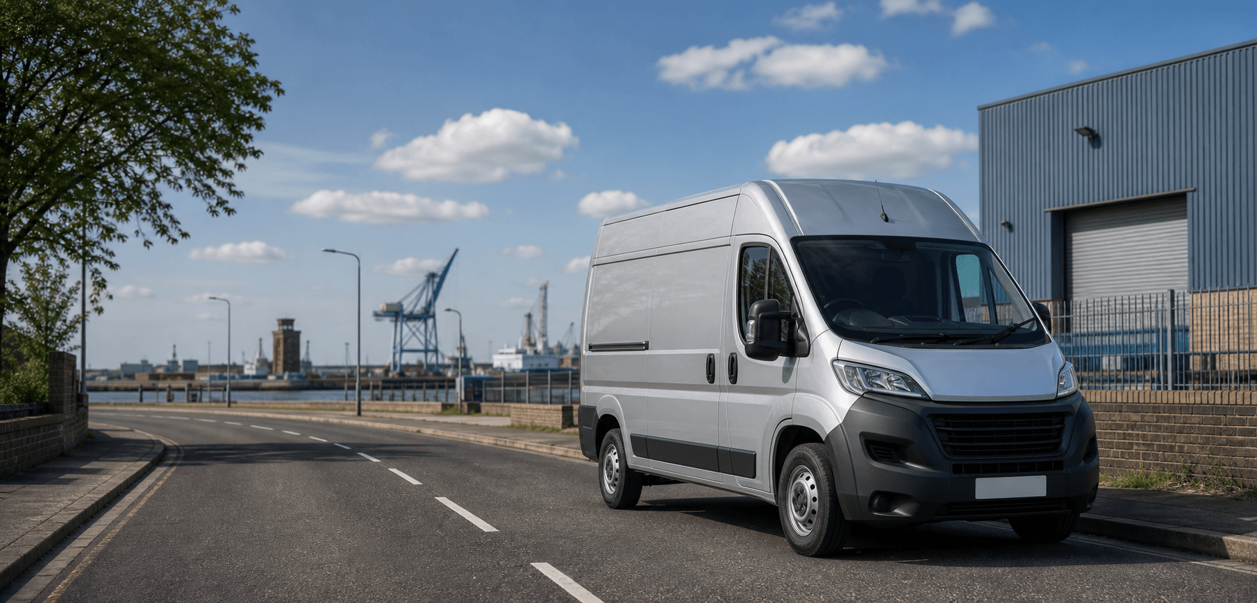 Modern self-drive rental van ready for loading in Grimsby